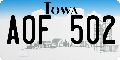 IA license plate AOF502