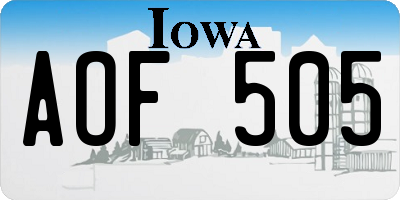 IA license plate AOF505