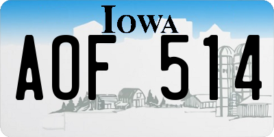 IA license plate AOF514