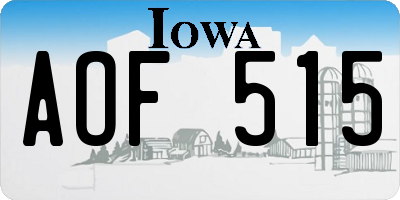 IA license plate AOF515