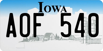IA license plate AOF540