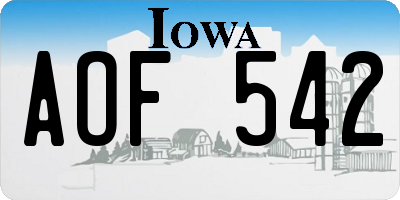 IA license plate AOF542