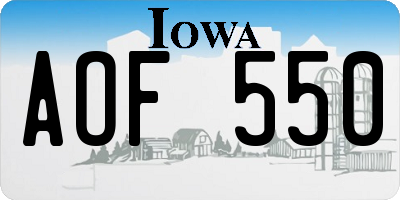 IA license plate AOF550