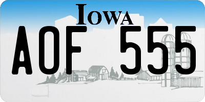 IA license plate AOF555