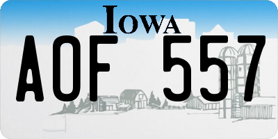 IA license plate AOF557