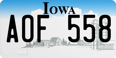 IA license plate AOF558