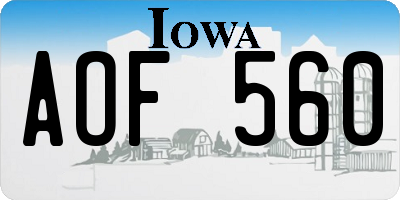 IA license plate AOF560