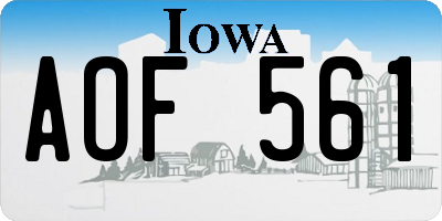IA license plate AOF561
