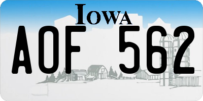 IA license plate AOF562