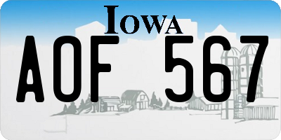 IA license plate AOF567