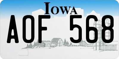 IA license plate AOF568