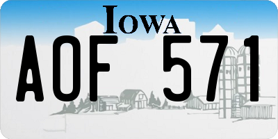 IA license plate AOF571