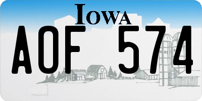 IA license plate AOF574