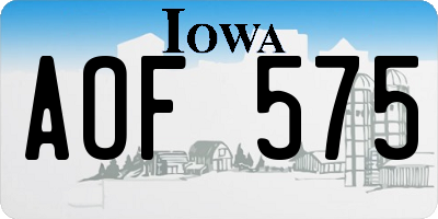 IA license plate AOF575