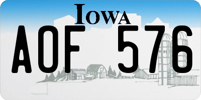 IA license plate AOF576