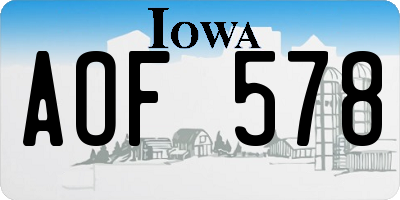 IA license plate AOF578