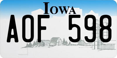 IA license plate AOF598
