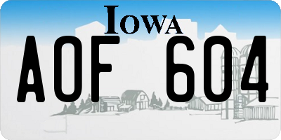 IA license plate AOF604