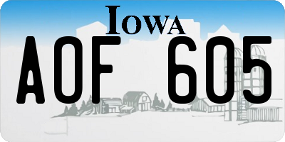 IA license plate AOF605