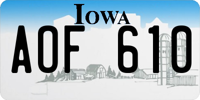IA license plate AOF610
