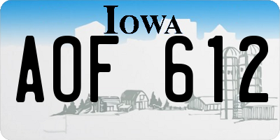 IA license plate AOF612