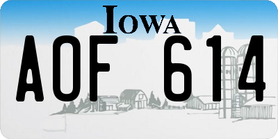 IA license plate AOF614