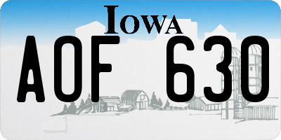 IA license plate AOF630