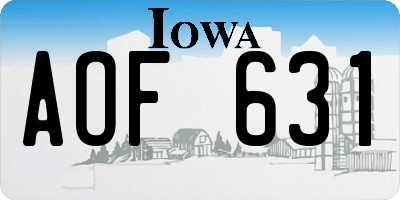 IA license plate AOF631
