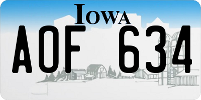 IA license plate AOF634