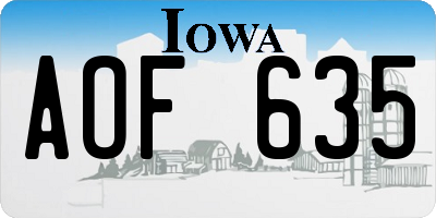 IA license plate AOF635