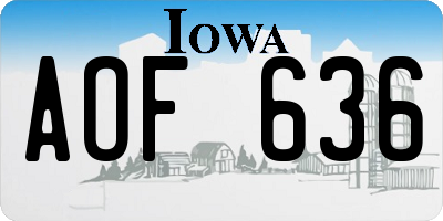 IA license plate AOF636