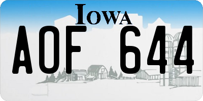 IA license plate AOF644