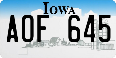 IA license plate AOF645