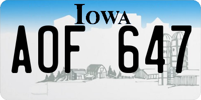 IA license plate AOF647