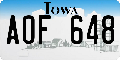IA license plate AOF648