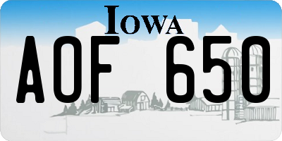IA license plate AOF650