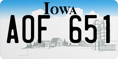 IA license plate AOF651