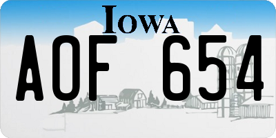IA license plate AOF654