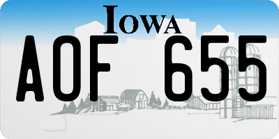 IA license plate AOF655