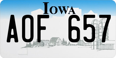 IA license plate AOF657