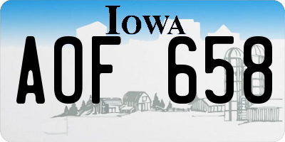 IA license plate AOF658