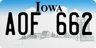 IA license plate AOF662