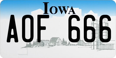 IA license plate AOF666