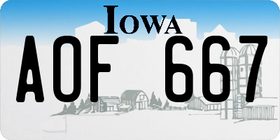 IA license plate AOF667