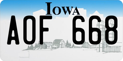 IA license plate AOF668