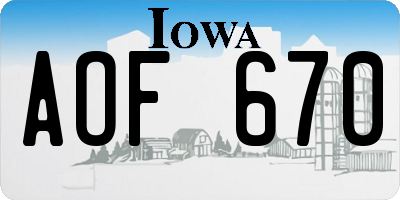 IA license plate AOF670