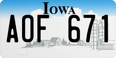 IA license plate AOF671