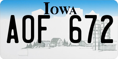 IA license plate AOF672