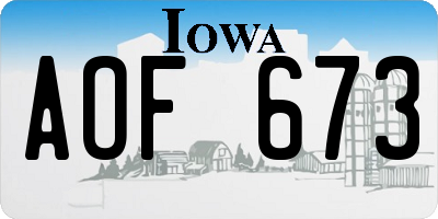 IA license plate AOF673