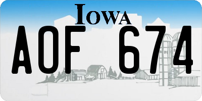 IA license plate AOF674